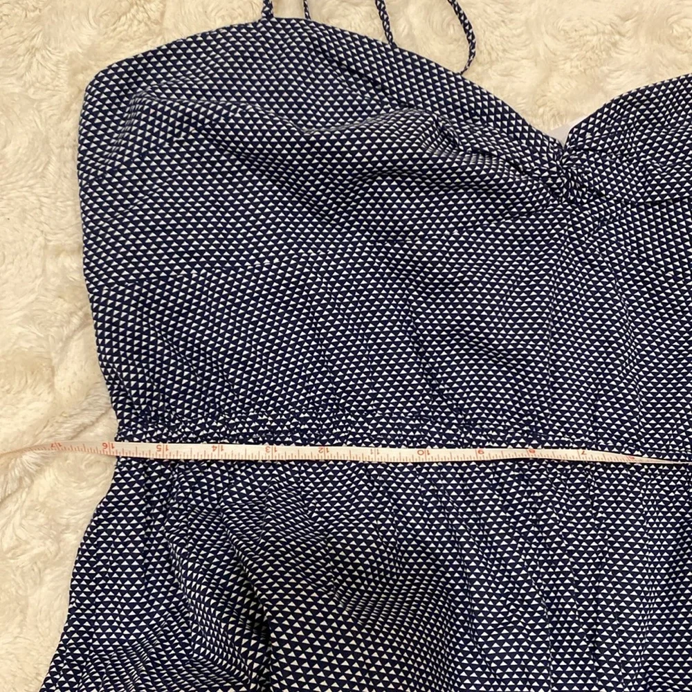 J Crew blue and white spaghetti strips summer dress with lining size 16.
